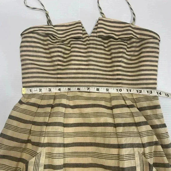 Anthropologie Maeve Changing Stripes Dress Beige Yellow Black Green Size 2 - Picture 14 of 15